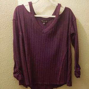 Maroon cold shoulder sweater